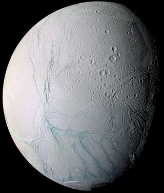 Saturn Moon Enceladus, Seen by Cassini