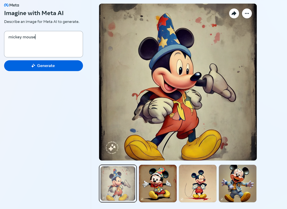 Mickey Mouse Generated by Meta AI