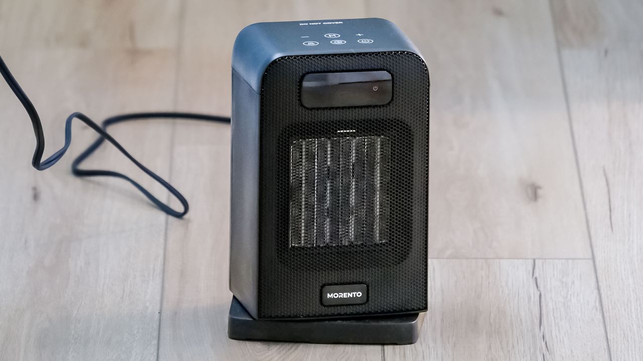 Morento space heater on floor