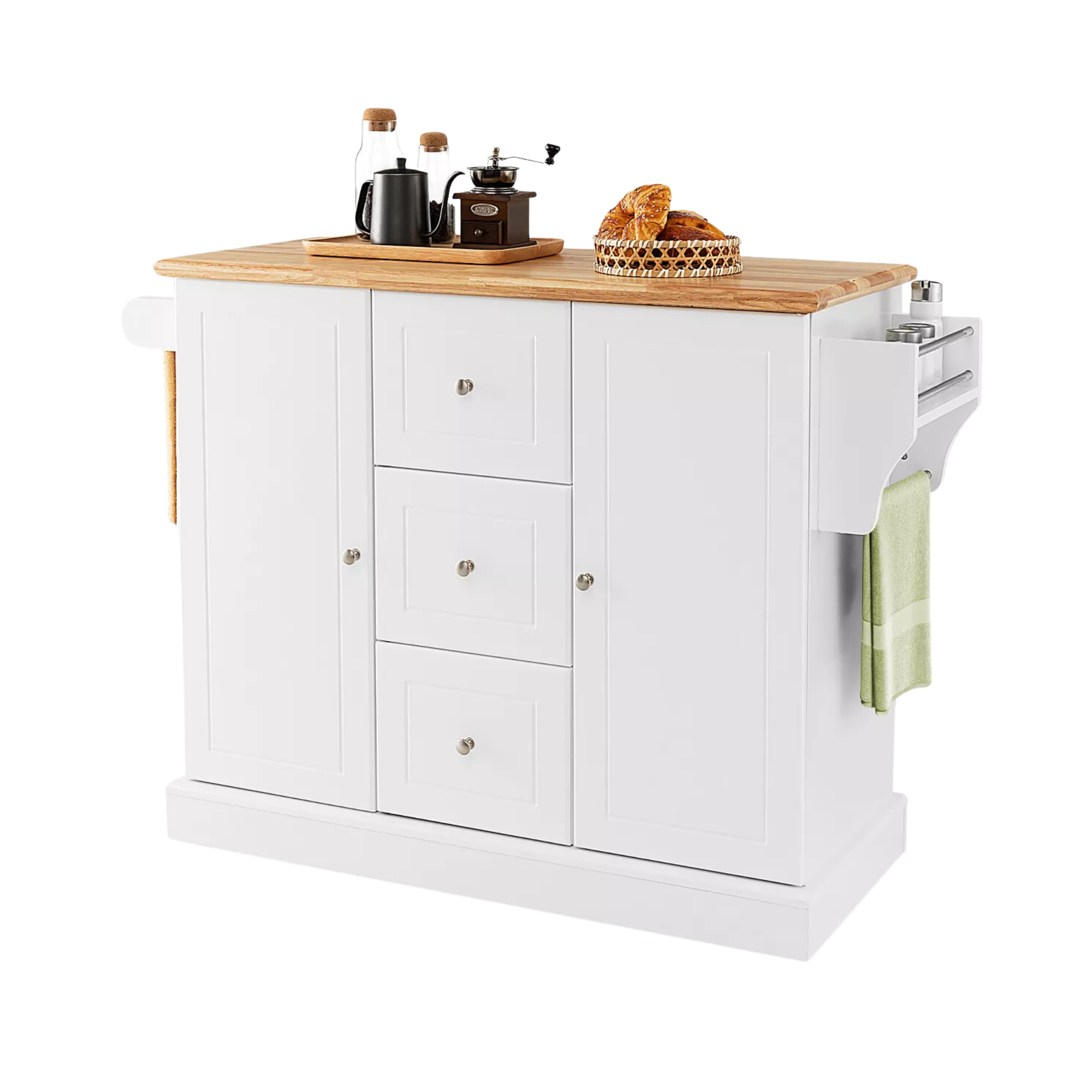 A white kitchen island