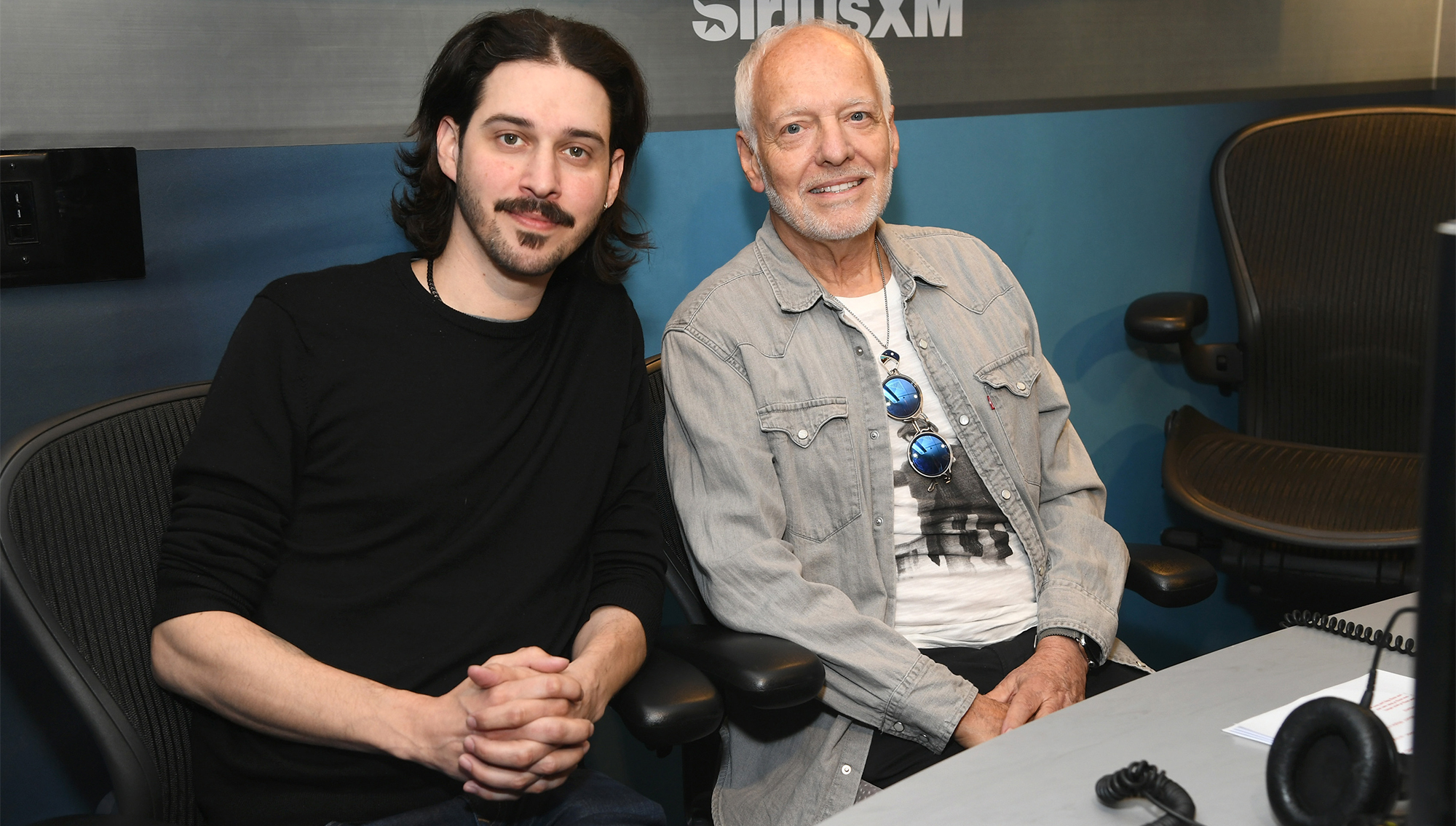 Julian Frampton and Peter Frampton visit SiriusXM Studios on May 12, 2026 in New York City.