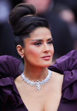 Salma Hayek attends the "Killers Of The Flower Moon" red carpet during the 76th annual Cannes film festival at Palais des Festivals on May 20, 2023 in Cannes, France