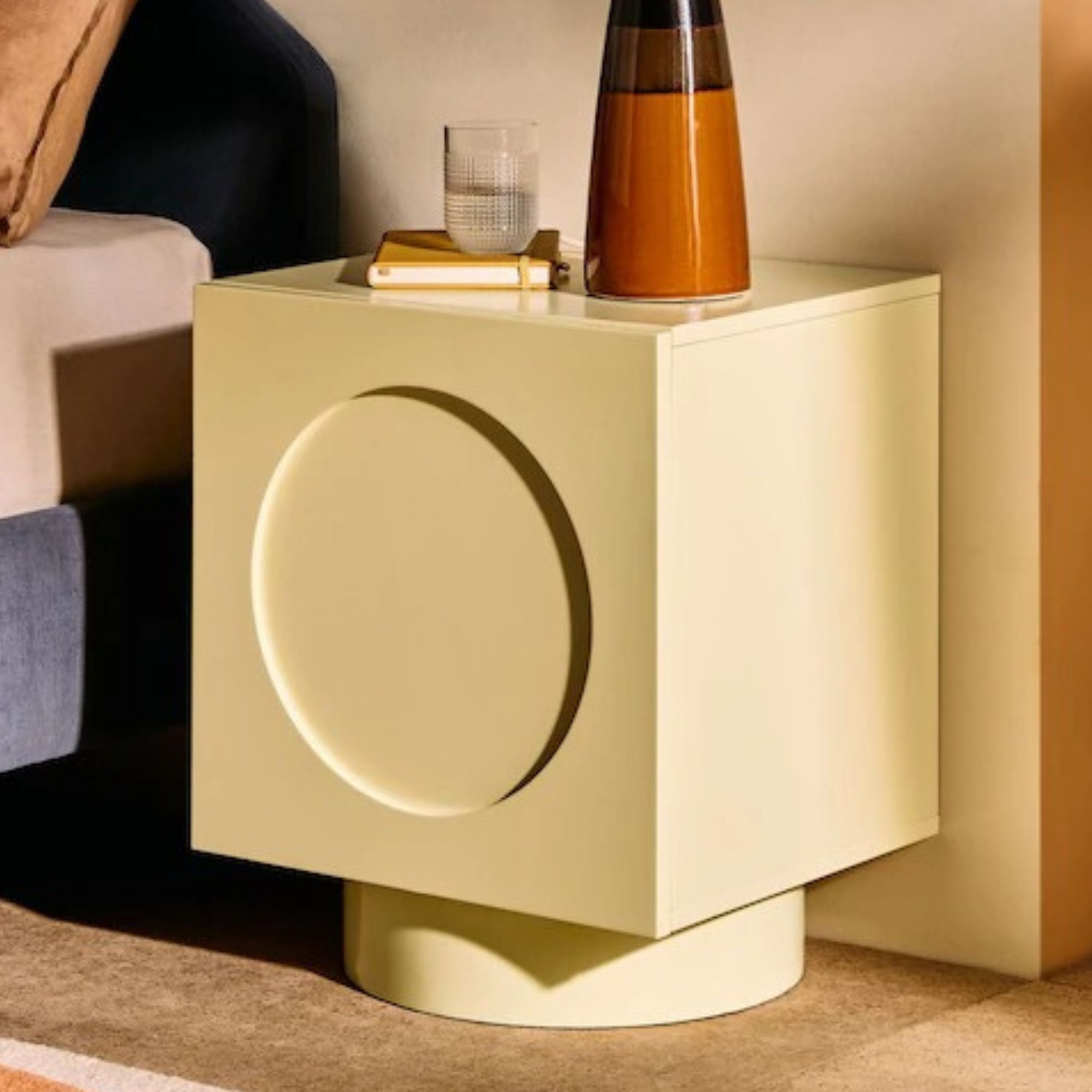 butter yellow bedside table