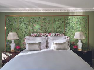 The Dorchester bedroom with green headboard