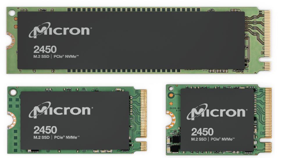 Images of the new Micron 2450-series SSDs