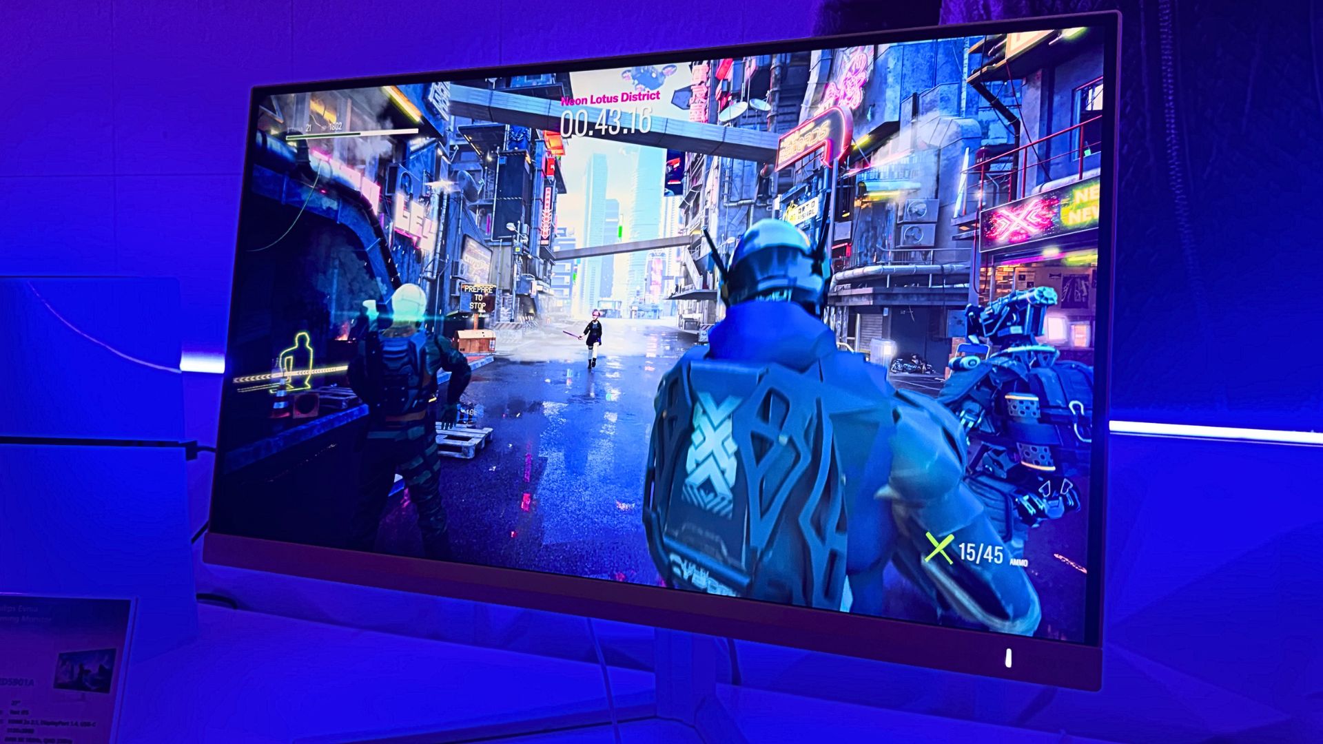 Philips' 27M2D5901A gaming monitor in front of a blue background