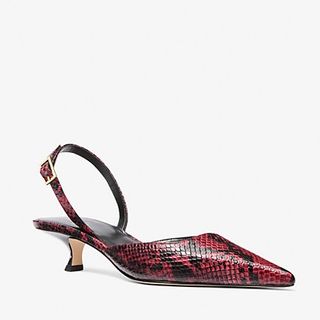 Michael Kors Luna Snake Embossed Leather Slingback Kitten Pump