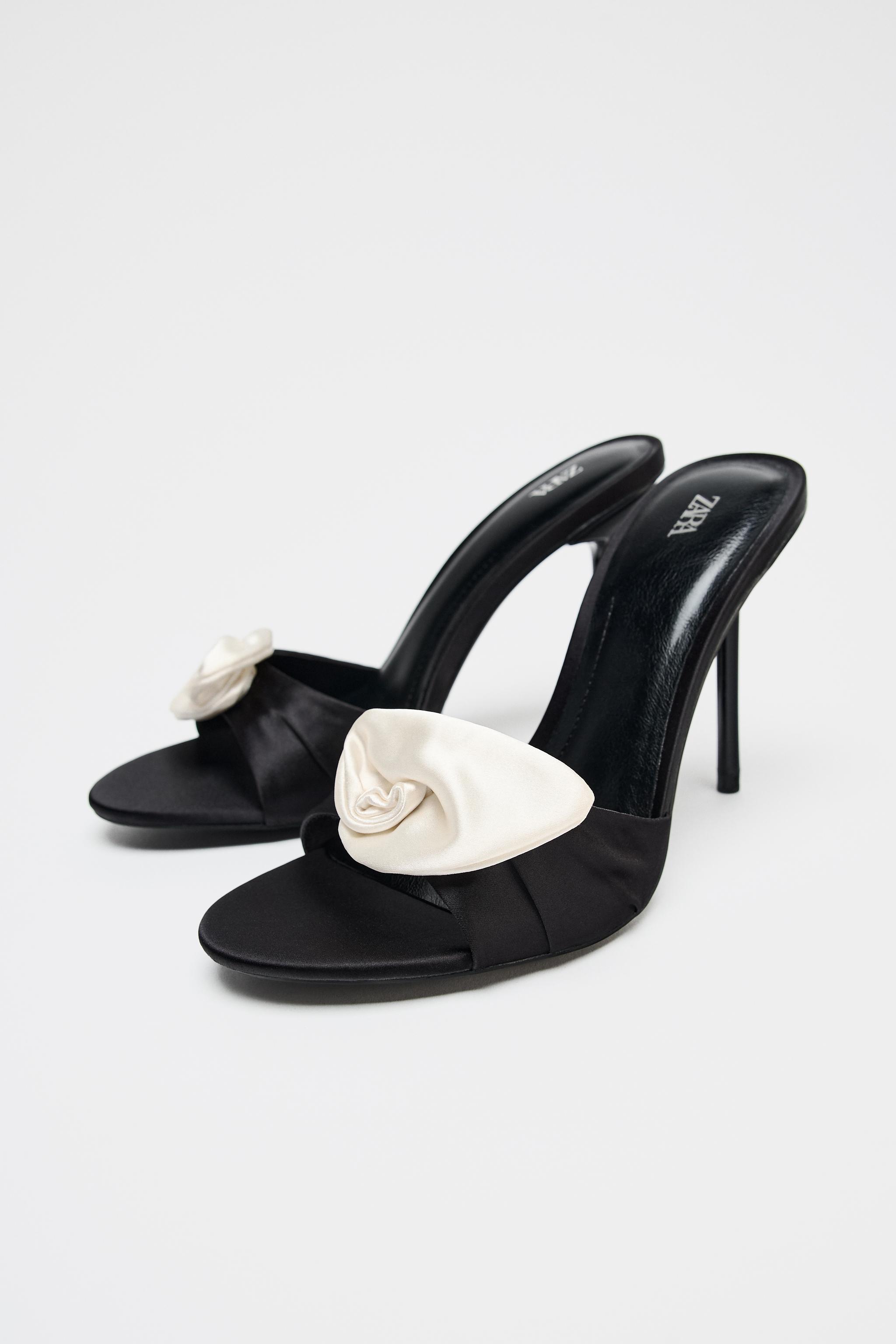 Zara Satin Effect Flower Sandals