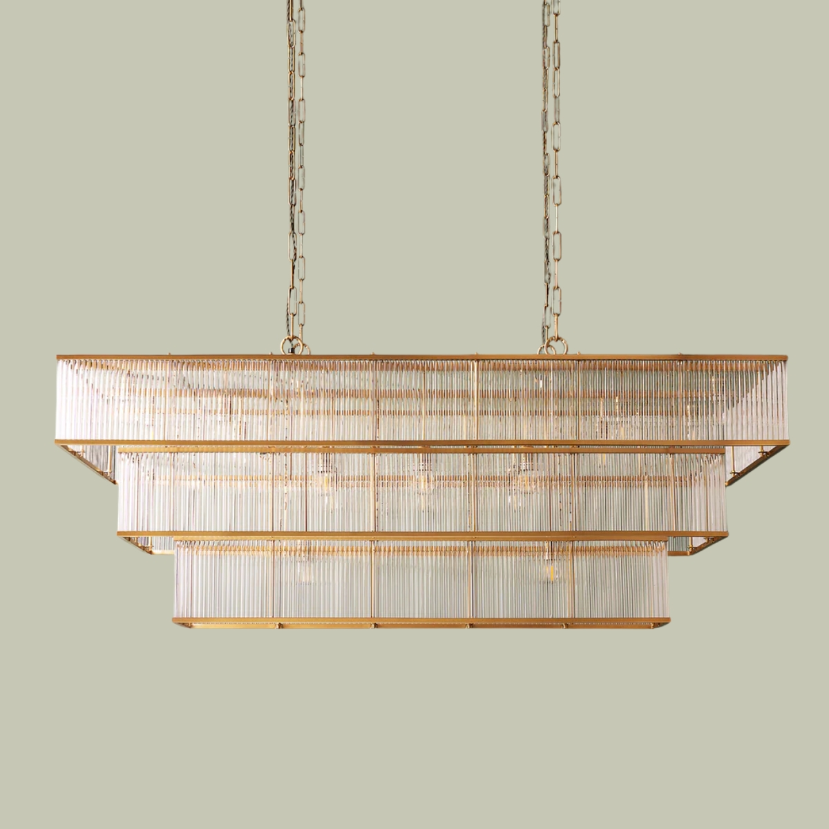 Pooky Lighting, Larger Odin Chandelier in Brass and Glass