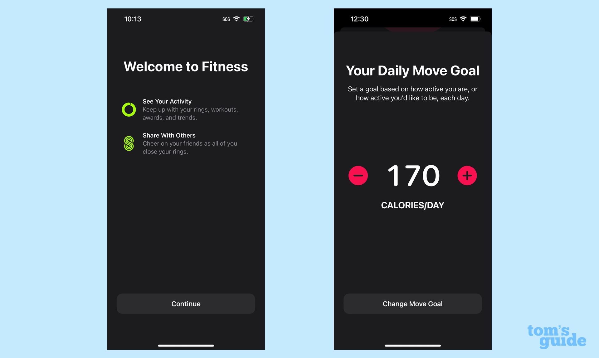 iOS 16 fitness app setup and move goal