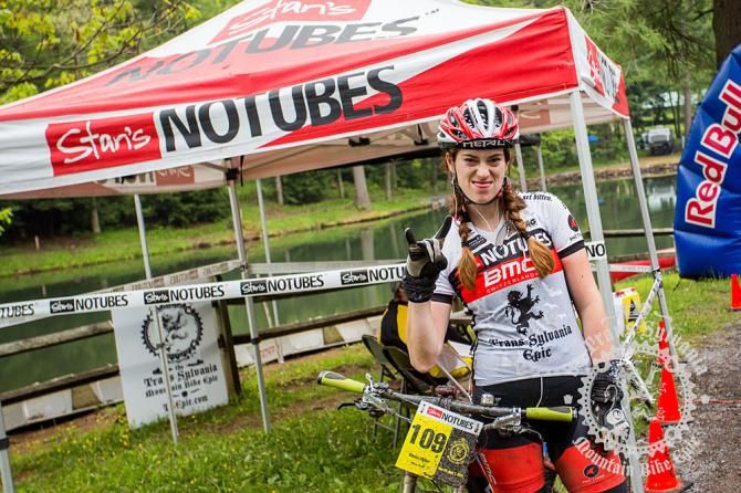 Donna Miller finishing up on stage 3 of the Trans-Sylvania Epic.