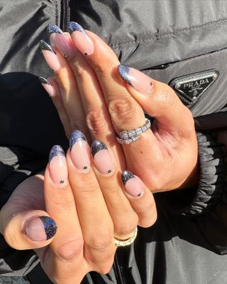 Silver metallic french tips nail trend