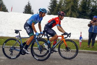 Giro dItalia 2021 104th Edition 14th stage Cittadella Monte Zoncolan 205 km 22052021 Lorenzo Fortunato ITA Eolo Kometa Cycling Team Jan Tratnik SLO Bahrain Victorious photo Roberto BettiniBettiniPhoto2021