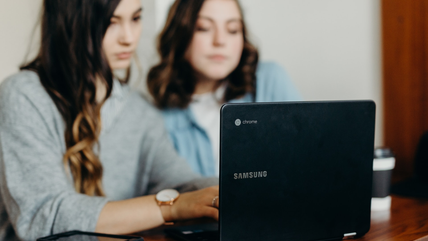 Two women using a Samsung Chromebook