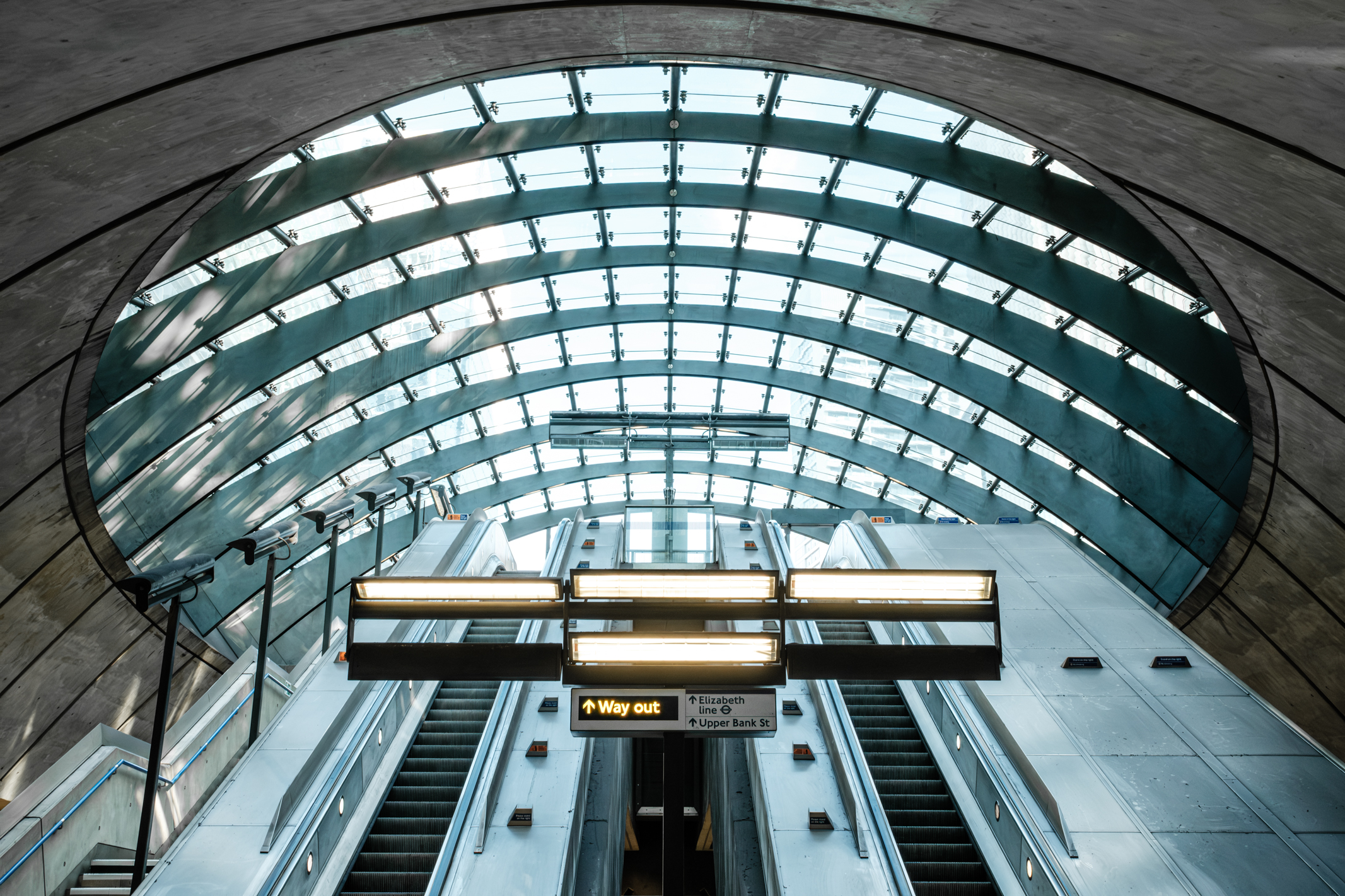 Fujifilm Film Simulation applied to a photo of Canary Wharf tube station in London