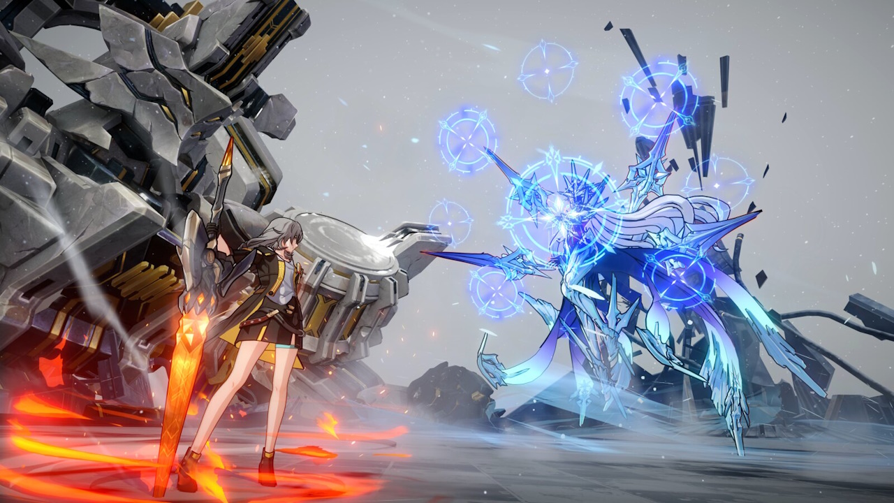 Trailblazer fighting Cordelia in Honkai: Star Rail