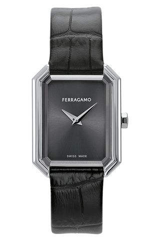 FERRAGAMO Crystal Leather Strap Watch, 27mm X 34mm