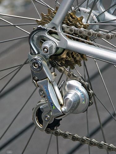 The old Shimano AX group was billed as a more aerodynamic package but no one cared much about cheating the wind when it was introduced. It's arguable whether or not the public is ready this time around but we have a feeling Di2 will fare much better.