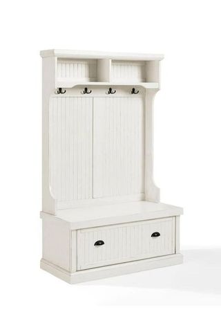 Seaside Distressed White Hall Tree