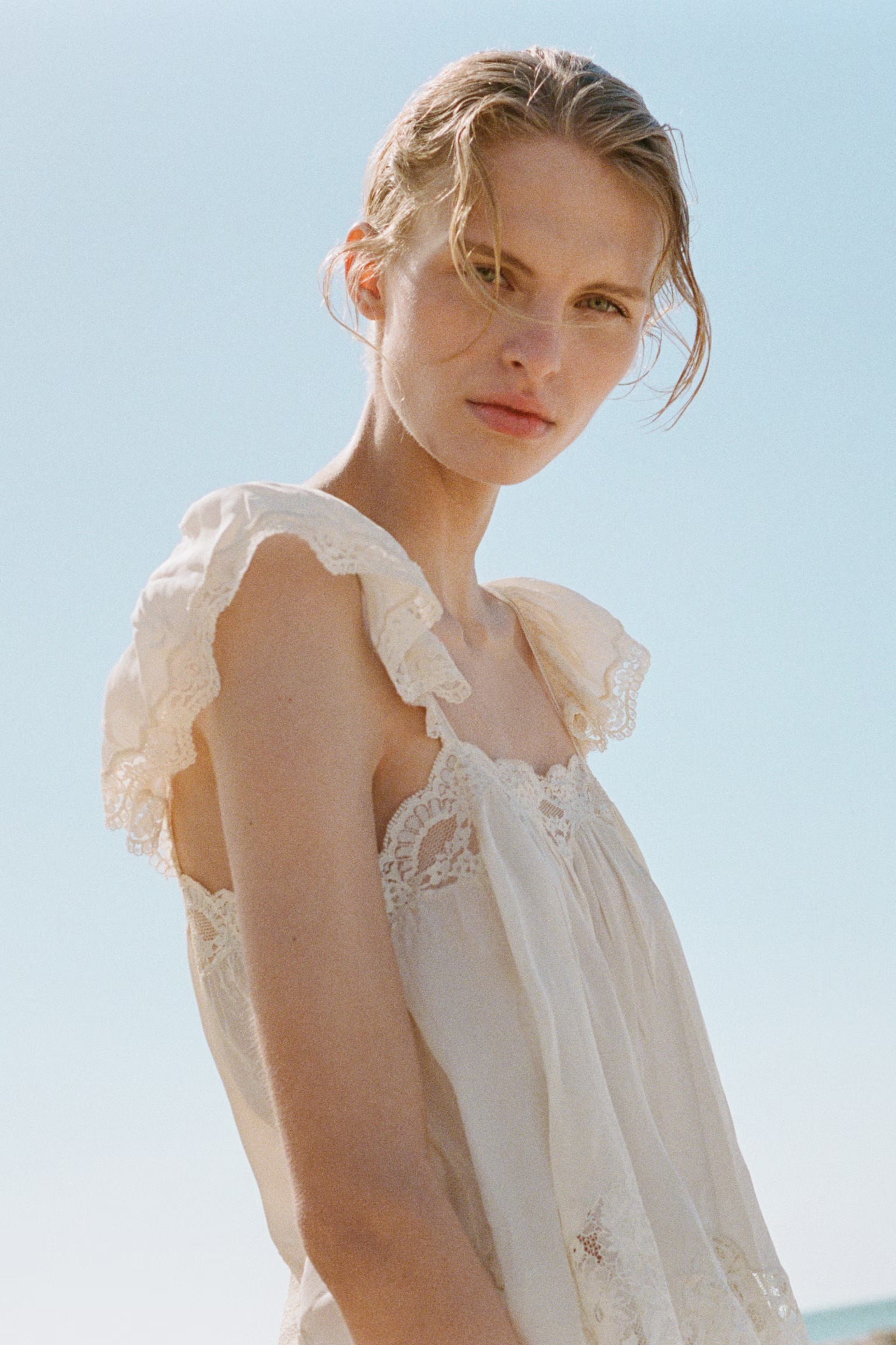 H&amp;amp;M, Lace-Trimmed Viscose Top