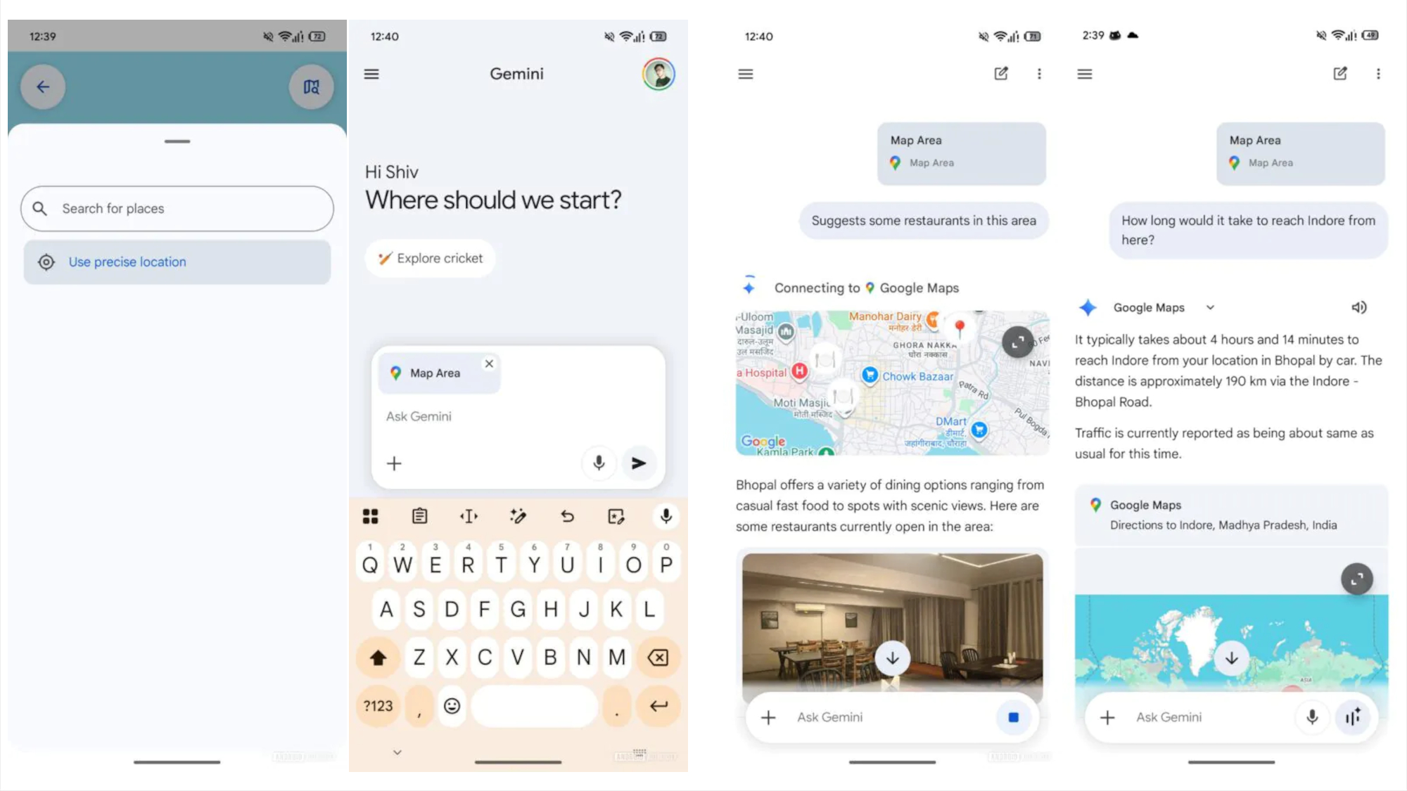 Google Gemini search option for Maps integration