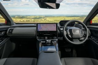 Toyota bz4X interior, view through windscreen