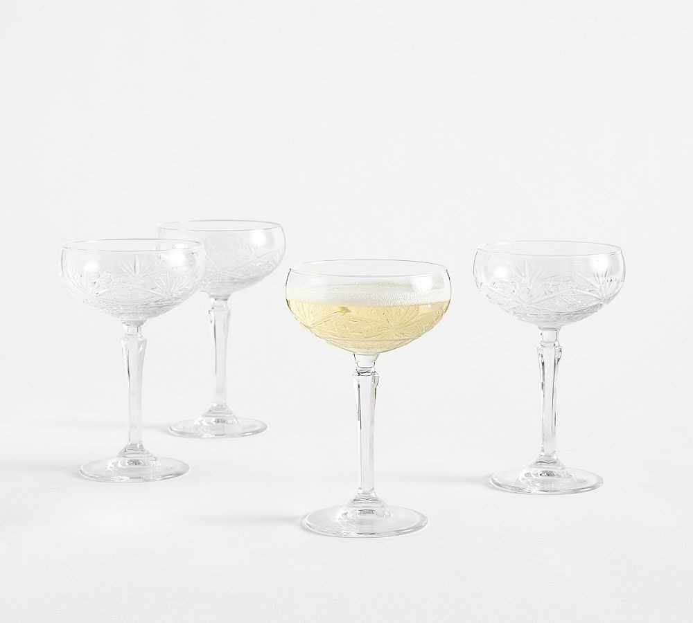 Pottery Barn, Antique Cut Coupe Glasses