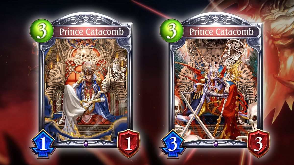 Prince Catacomb (Shadowcraft), Ability text &mdash; Fanfare: Give all allied followers Last Words: Summon a Skeleton.