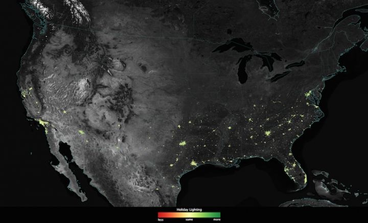 holiday lights, satellite images