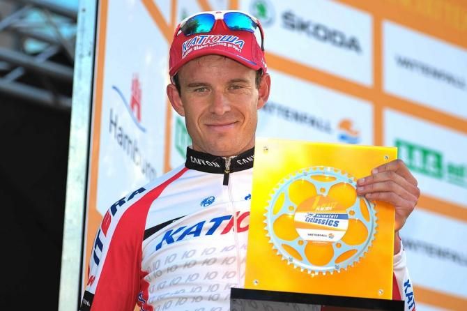 Alexander Kristoff (Katusha) with the winners trophy