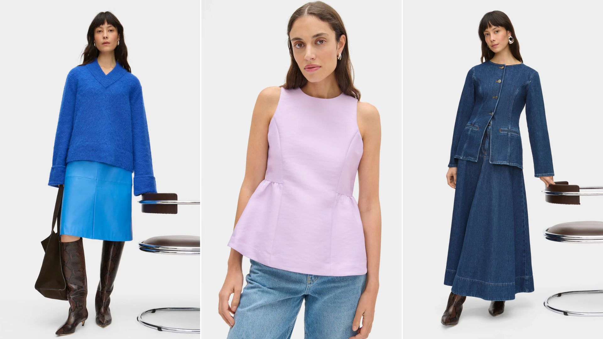 Three models wear different outfits by Aligne