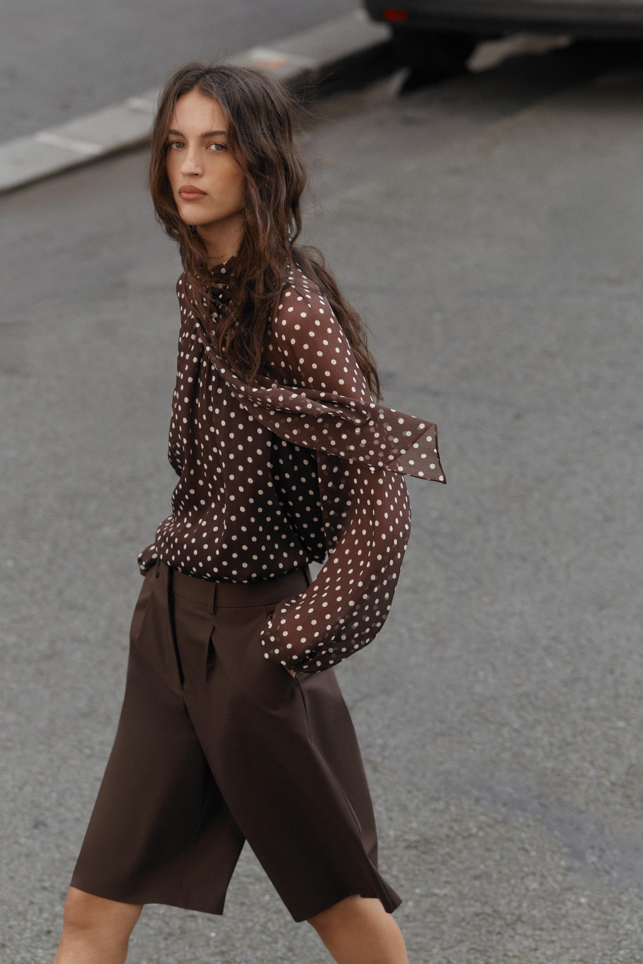 Polka Dot Blouse With Bow