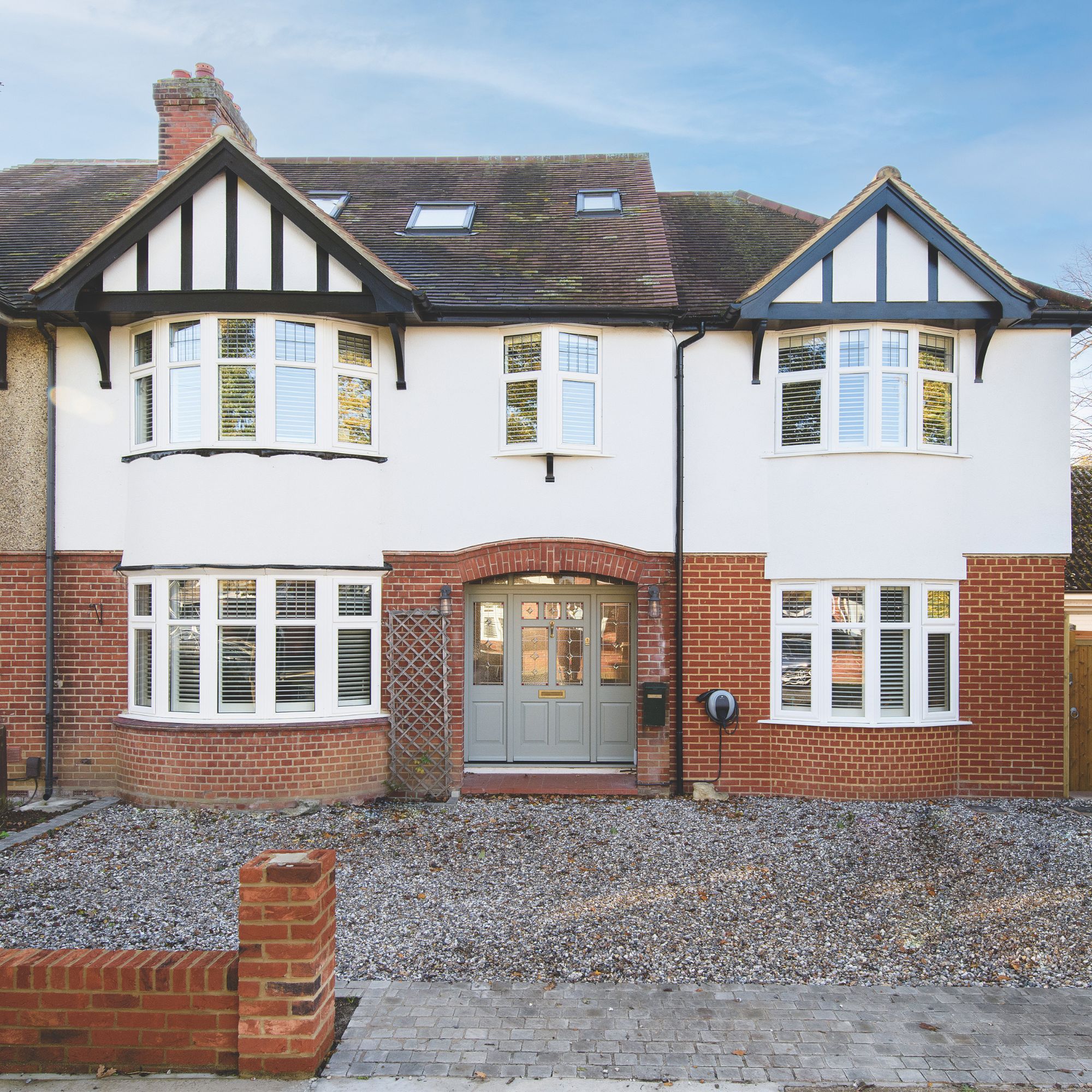 Gravel driveway of semi-detached property