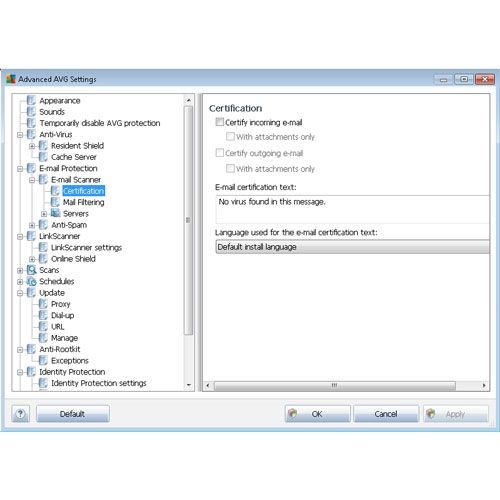 AVG Internet Security image: The settings are easy to configure.