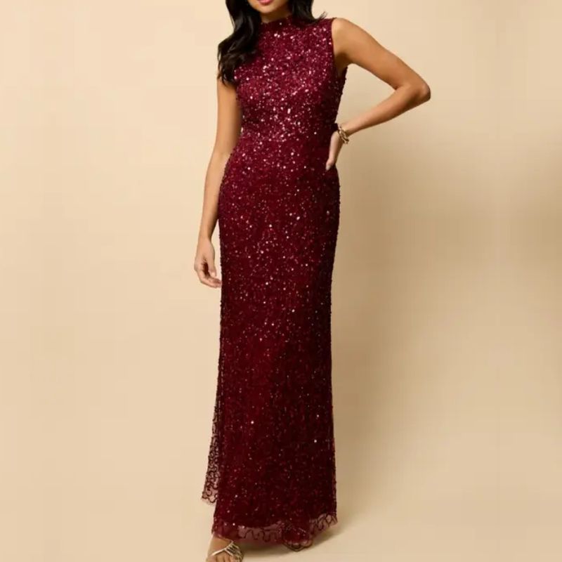 red sequin dress