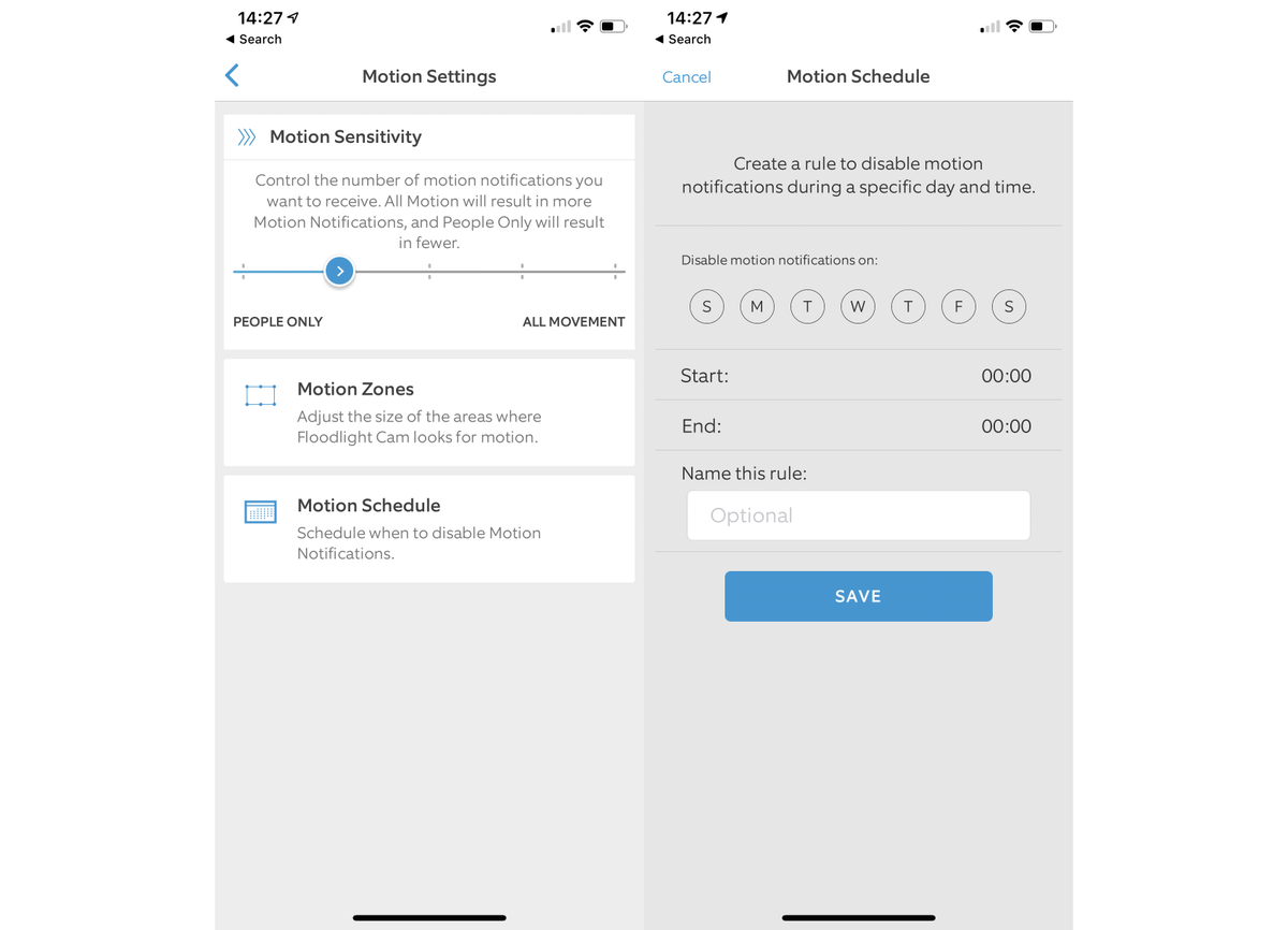 Ring Camera - Detection Options