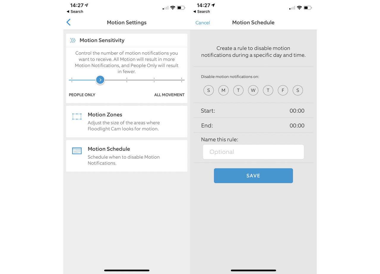 Ring Camera - Detection Options