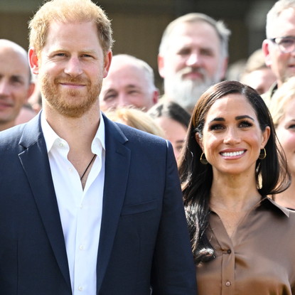 Prince Harry, Duke of Sussex and Meghan, Duchess of Sussex meet with NATO Joint Force Command and families from Italy and Netherlands during day five of the Invictus Games D&uuml;sseldorf 2023 on September 14, 2023 in Duesseldorf, Germany.