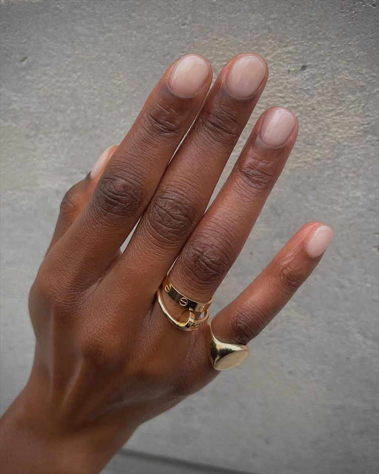 Short sheer pink nails