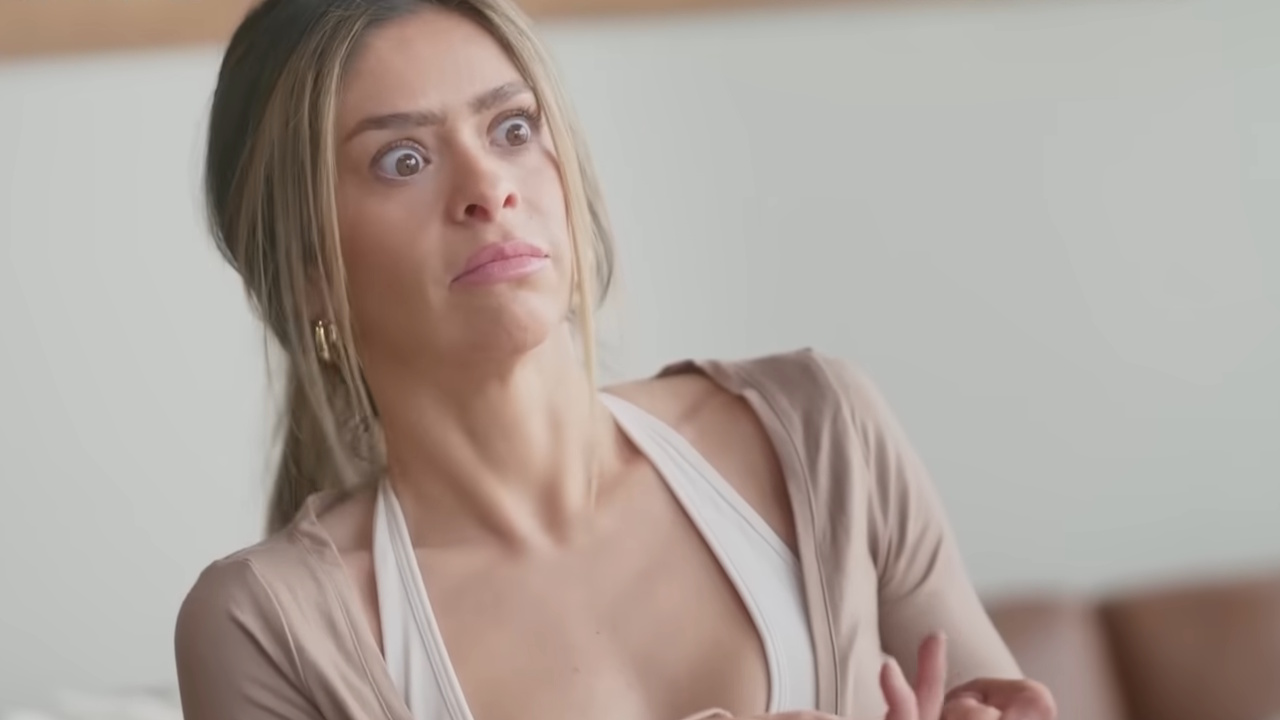 Taylor Frankie Paul looks shocked in a trailer for The Secret Lives of Mormon Wives.