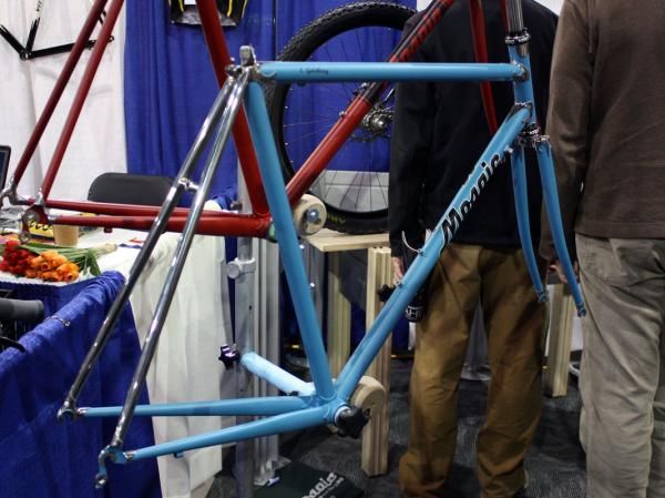 Boulder, Colorado builder Mosaic brought this neatly brazed road bike with polished lugs, dropouts and seat stays.