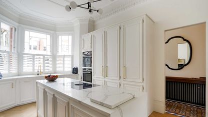 kitchen with narrow cabinetry