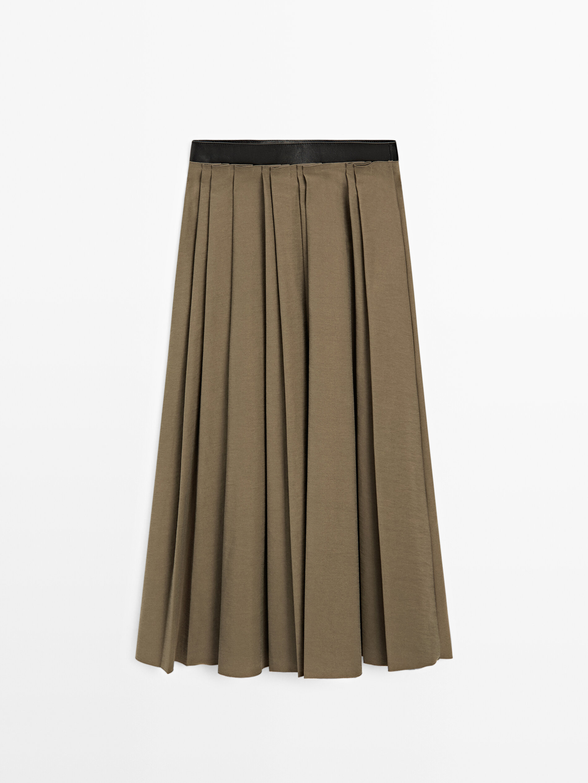Pleated Midi Skirt With Waist Detail