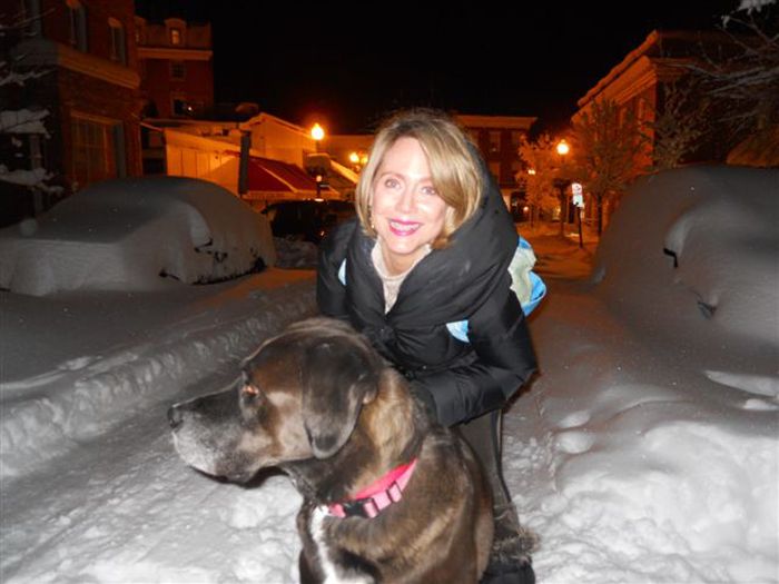 Katherine and Beau in snow