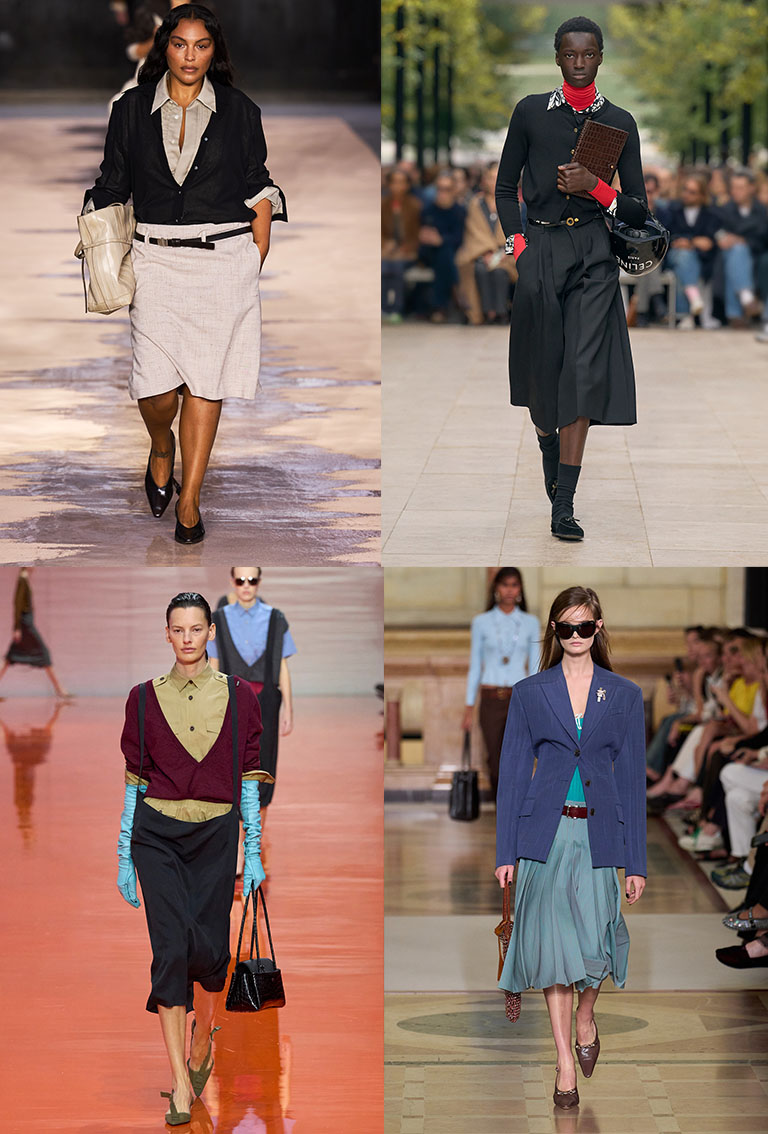 Women in literary chic and poetcore looks on the runway