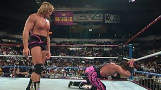 Owen Hart attacking Bret Hart at Royal Rumble 1994