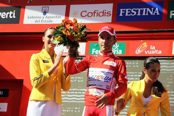 Alejandro Valverde (Movistar) in the red jersey