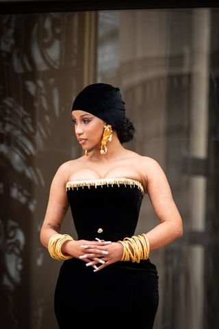 Cardi B is seen during the Schiaparelli Haute Couture Fall/Winter 2023/2024 as part of Paris Fashion Week on July 03, 2023 in Paris, France