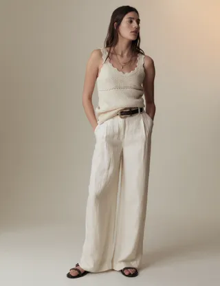 Per Una, Linen Blend Herringbone Trousers