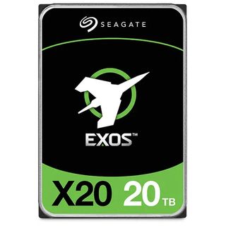 A Seagate Exos HDD against a white background